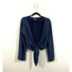 Veda  Blue Sparkle Knit Open Front Shrug Size P